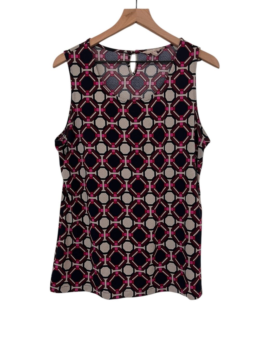 Banana Republic Factory Blue and Pink Geometric Print Blouse Size Large